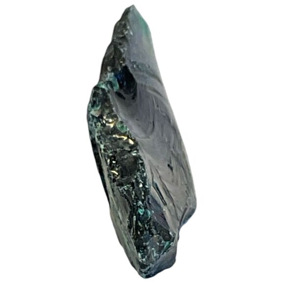 Emerald Green Layered Art Glass Cullet Glowing Manganese Slag Glass #4GM366 - Picture 5 of 7